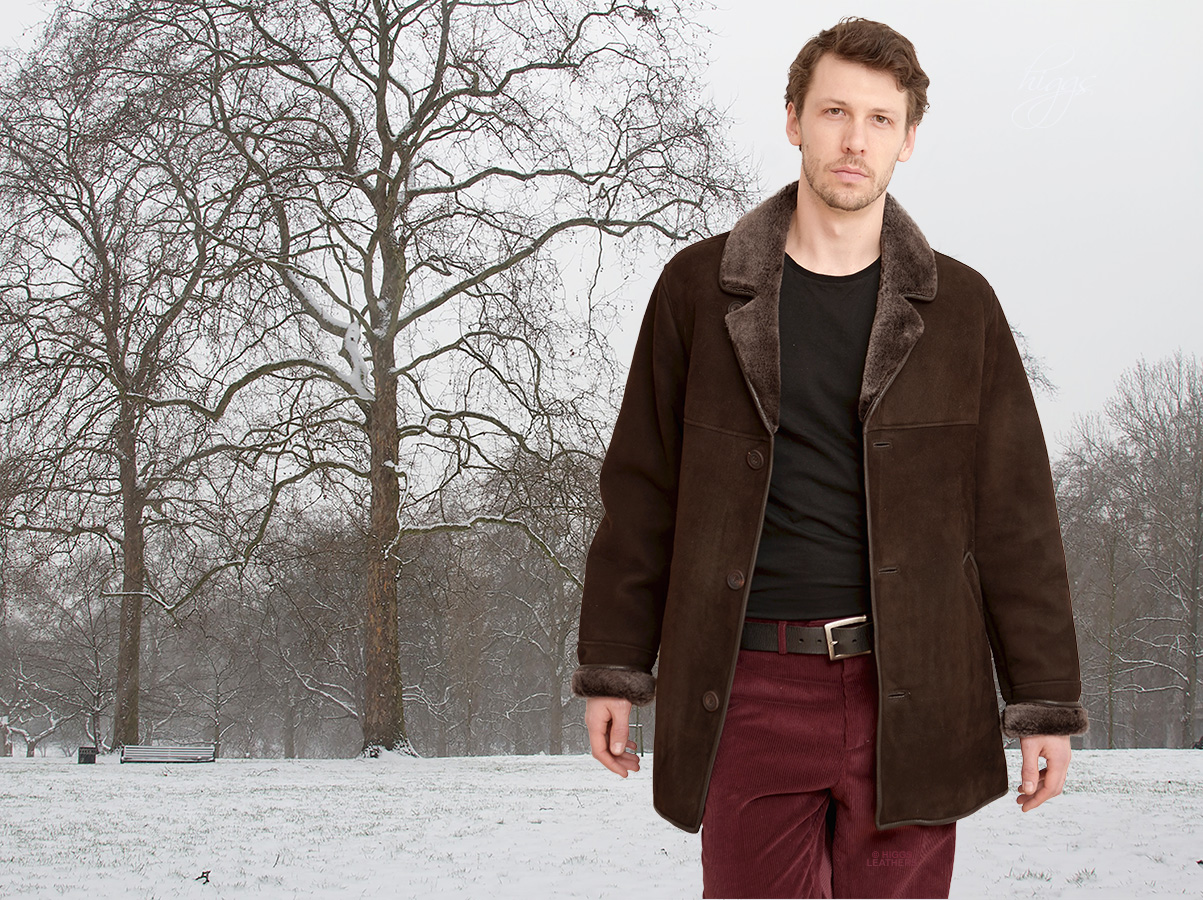 Higgs Leathers | Buy STOCK Devon (Brown Shearling coats for men ...